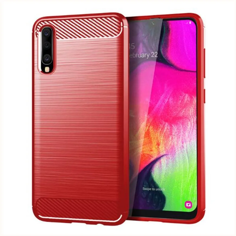 Чехол из углеродного волокна для Samsung Galaxy A70 резиновый силиконовый чехол телефона
