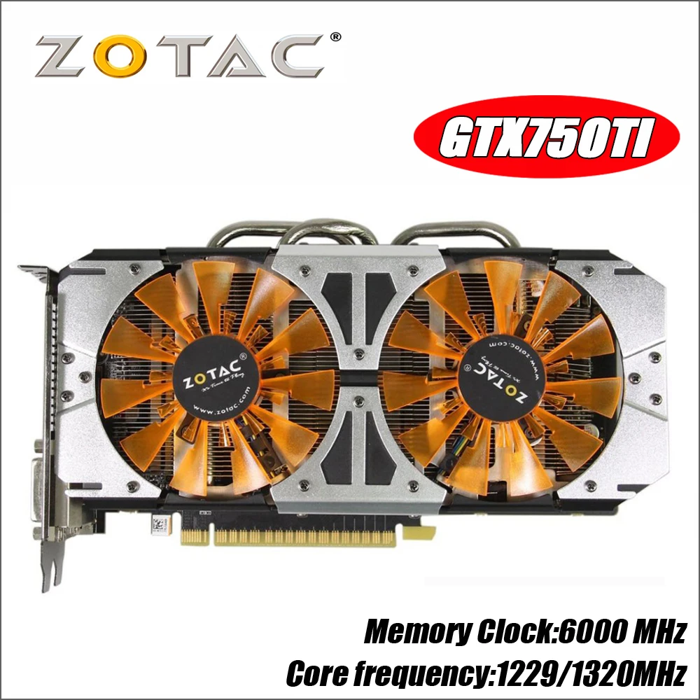 Оригинальная видеокарта ZOTAC GeForce GTX 750 Ti 1 ГБ 128 бит GDDR5 1GD5 видеокарты для nVIDIA 1050 GTX750 Ti 1GD5 Hdmi Dvi VGA