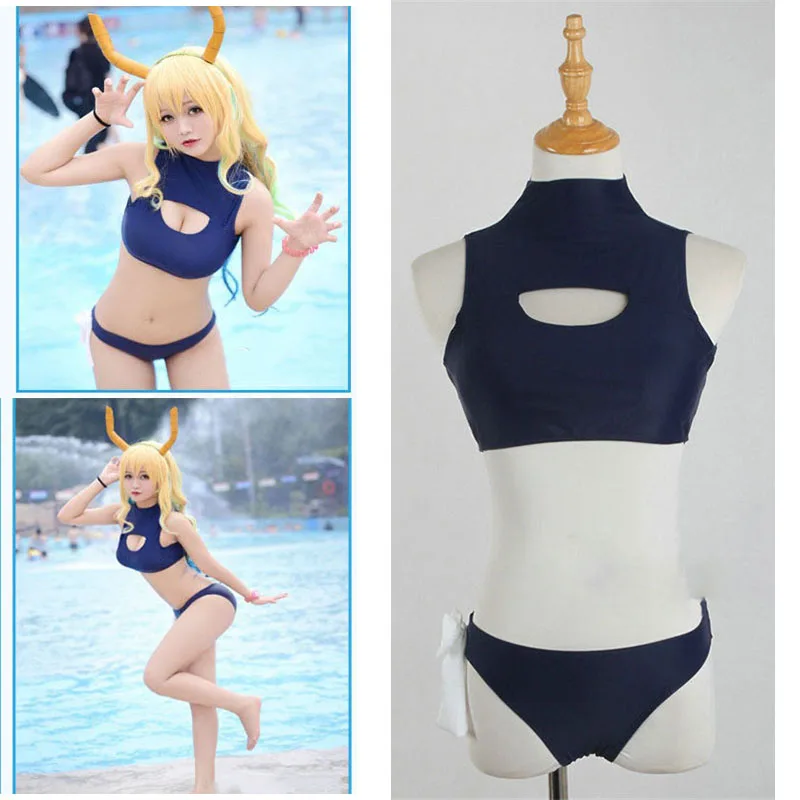 Милый сексуальный купальный костюм с аниме Miss Kobayashi san Chi no Maid Dragon Lucoa открытой