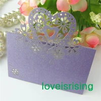 free shipping 50pcs lavender color laser cut place cards wedding name cards for wedding party table decoration 7 colors u pick