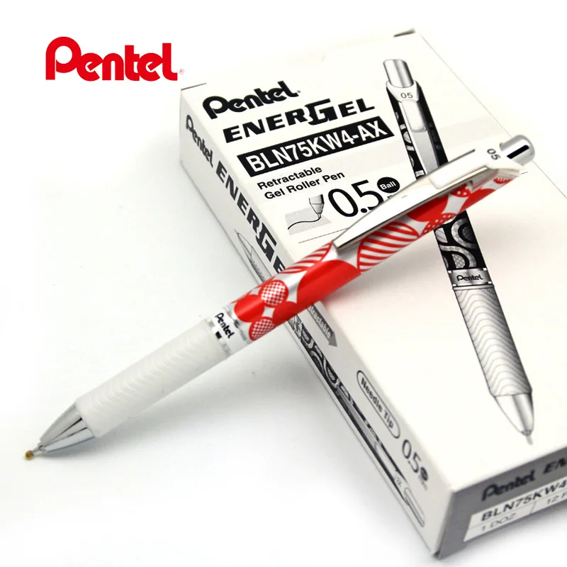 Pentel пресс типа BLN75 супер гладкая быстросохнущая гелевая ручка для студентов выдвижной гелиевый ролик ручка - Цвет: Красный