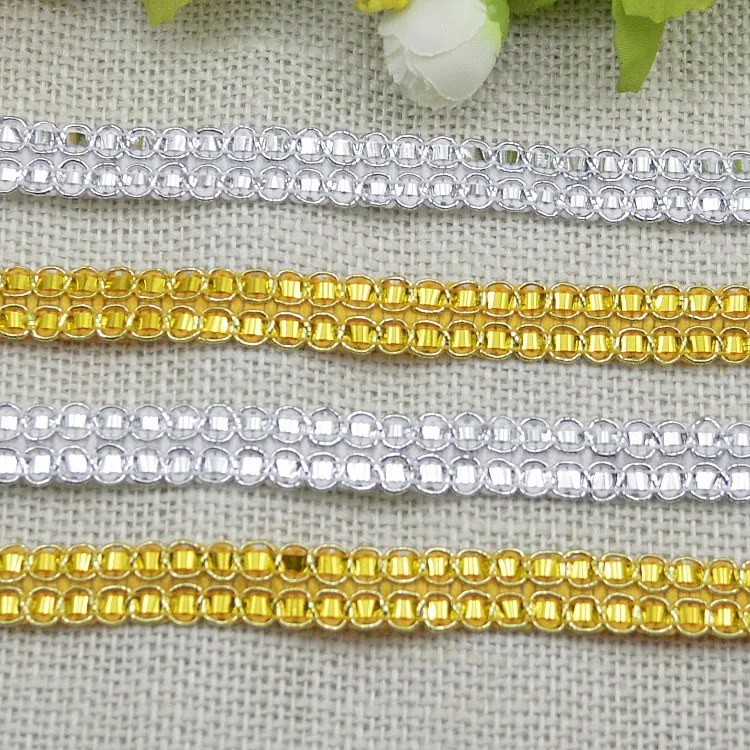 Яркие кружевные ленты с отделкой золотистые и Серебристые плетеные Аксессуары