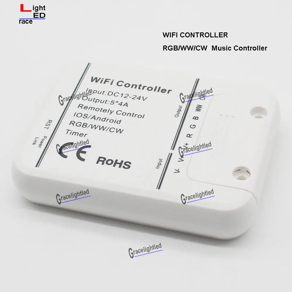 5 шт. 4A * 5CH (RGB/WW/CW) LED WIFI контроллер IOS Android Smart Link таймер DC 12 24V|Подвесные лампочки| |
