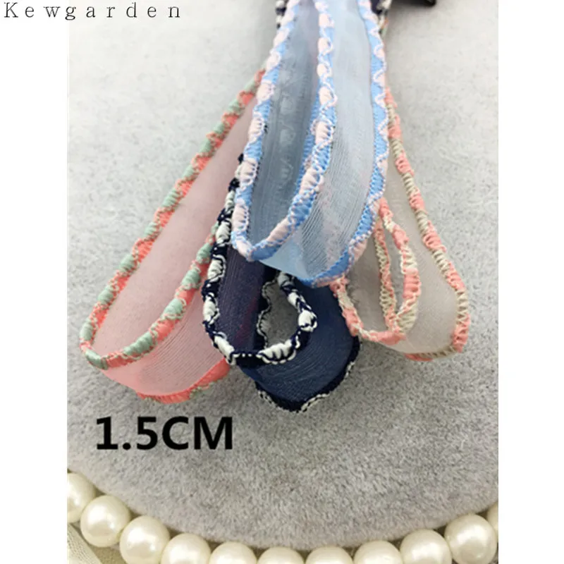 Kewgarden 15mm 1.5cm Double Colours Side Yarn Ribbon DIY Bowknot Accessories Satin ribbons handmade tape 6m/lot | Дом и сад