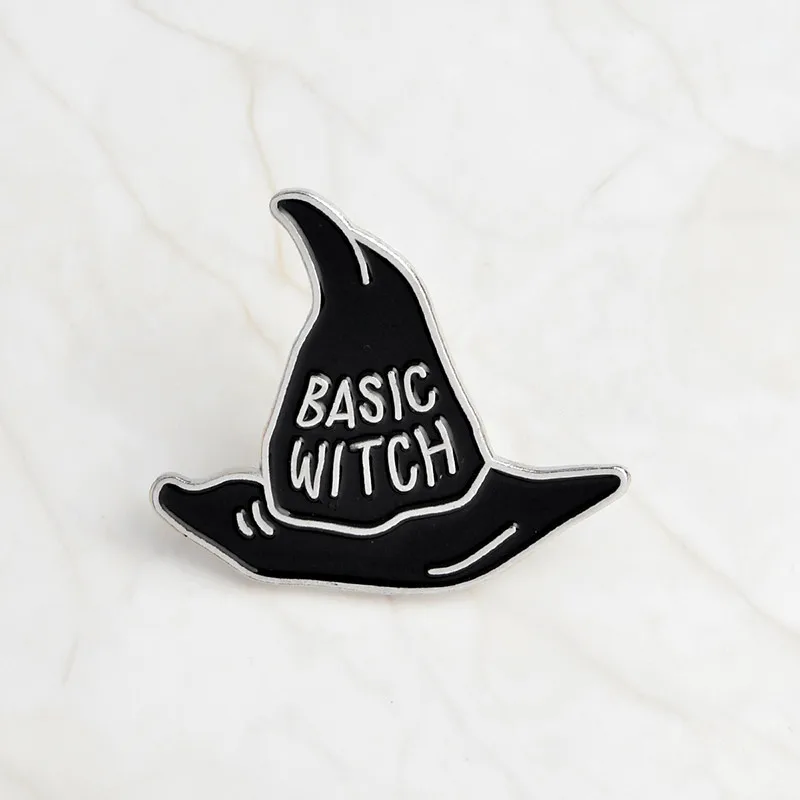 silverWITCH Базовая брошь в виде шляпы ведьмы, булавка в виде кнопки, Волшебный мир, значок для сумки, футболки, ювелирное изделие, подарок для детей, друзей - Окраска металла: silverWITCH