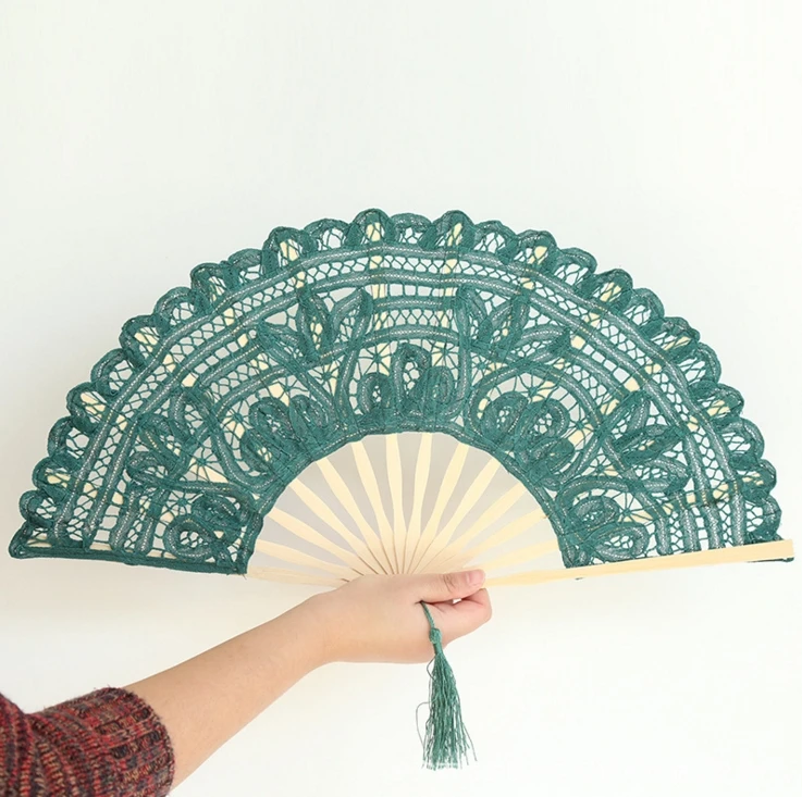 Новый кружевной веер ручной работы с вышивкой свадебные украшения для дня