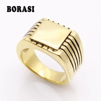 fine jewelry mens high polished signet solid stainless steel ring 316l stainless steel biker ring for men gold color jewelry