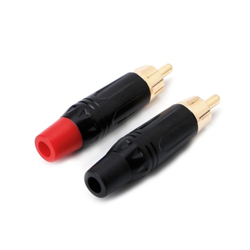 1 пара 5.5 мм RCA разъем мужской Золотое покрытие Звуковой адаптер черный красный