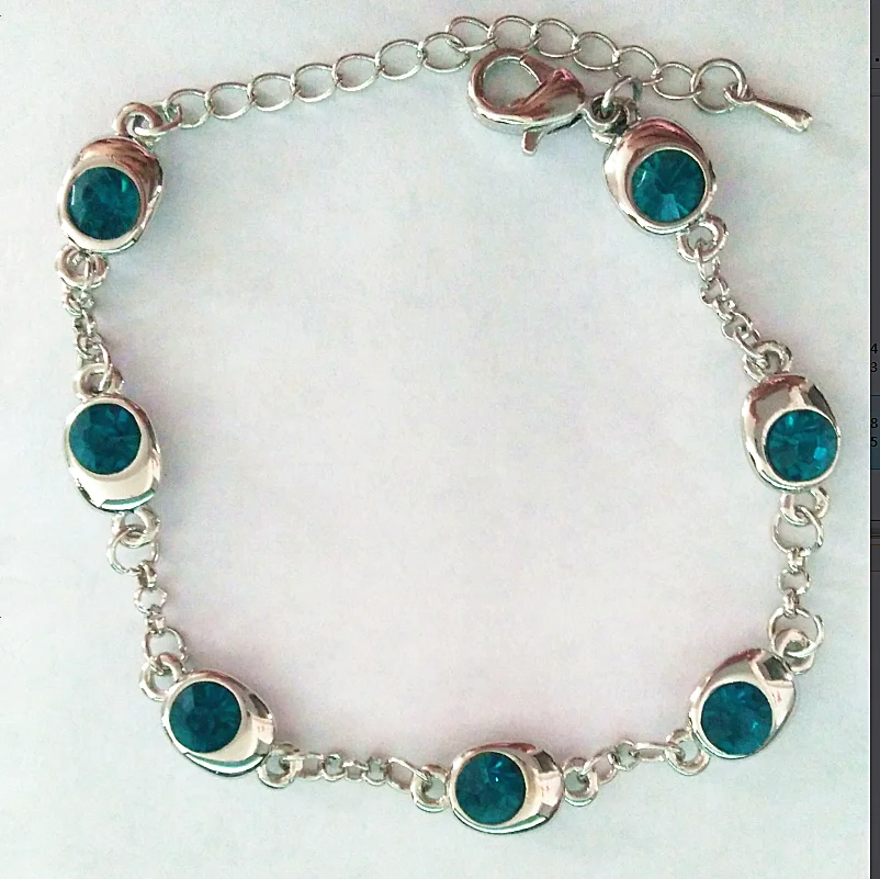 Silver crystal blue Подарок на день рождения, высокое качество, 7 бусин, Звездные глаза, браслеты с кристаллами, модные ювелирные изделия, 12 цветов, милые Подвески для женщин - Окраска металла: Silver crystal blue