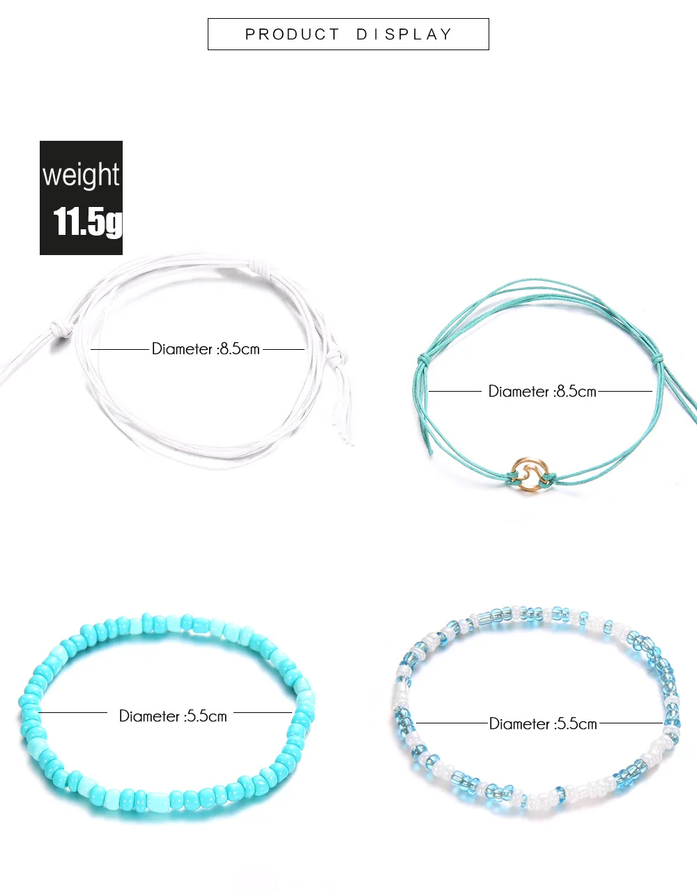 5 шт./компл. богемные многожильные волны океана бирюзы бусинами браслет на