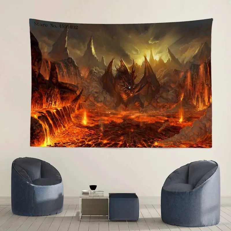 HD Awesome Dragon In Game Film Tapestry Home Decor Wall Hanging Tablecloth Picnic Mat Outdoor Sleeping Pad Photo Background TT53 | Дом и сад