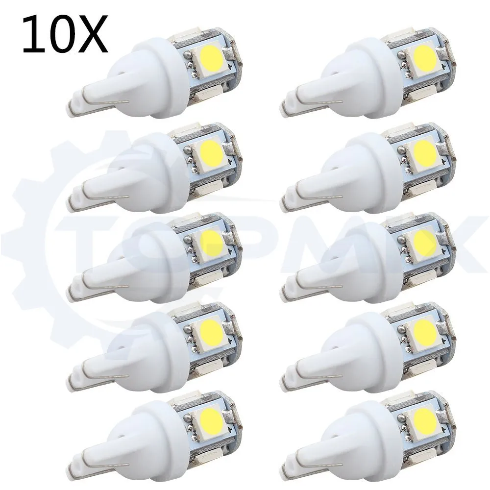 10 шт./лот T10 W5W 168 194 5SMD 2825 Светодиодные Автомобильные Боковые лампы с клиновидным