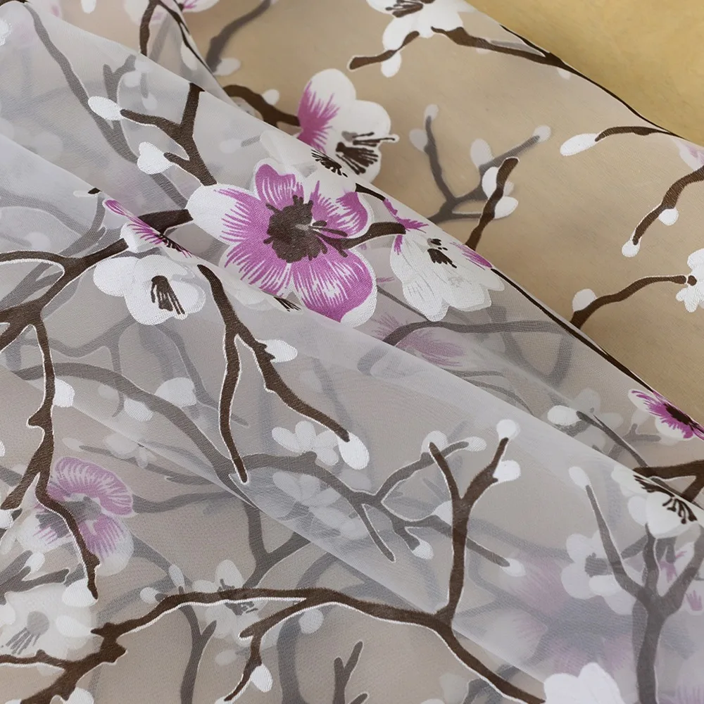1 шт./лот iSINOTEX занавес окна слива цветок прозрачной выгорания тюль вуаль ткани