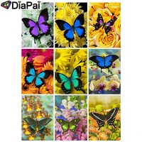 diapai 5d diy diamond painting 100 full squareround drill rose flower butterfly 3d embroidery cross stitch home decor