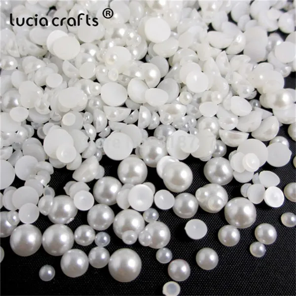White Lucia crafts, 3/4/5/6 мм разноцветный вариант из пластика ABS, имитация полукруглый плоский с оборота полукруглых искусственных жемчужин, 576 шт. F0417 - Цвет: White