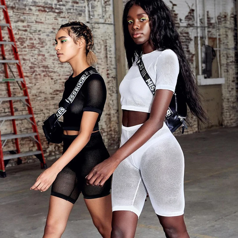 Сетчатые шорты в сеточку комплект для женщин из 2 предметов прозрачный топ