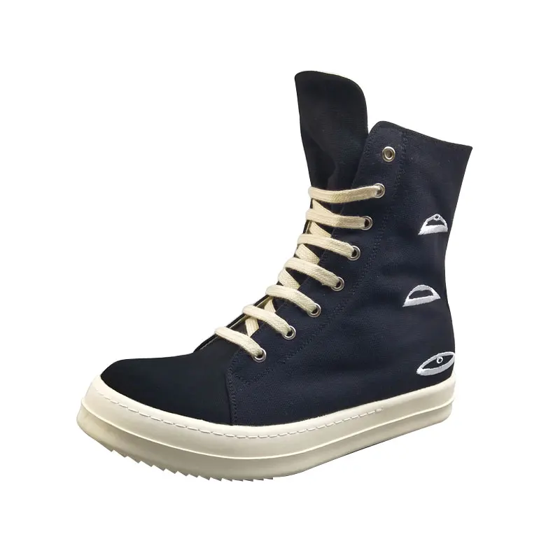 New Arrivals Men Casual Canvas Shoes High Luxury Trainers Lace-Up Zip Spring Male Basic Black Gym Boots Brand Flats | Обувь