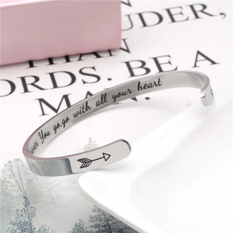 Широкая манжета шириной 6 мм модный браслет с надписью Keep Go любым сердцем