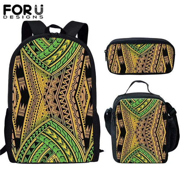 HX397CGK FORUDESIGNS Polynesian Traditional Tribal Print 3pcs Primary Kids School Bags Set Children School Backpack Satchel Shoulder Bags - Цвет: HX397CGK