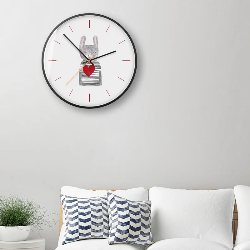 Small animal lovely wind fashion decoration wall clock extremely simple style light luxury silent metal paO39 | Дом и сад