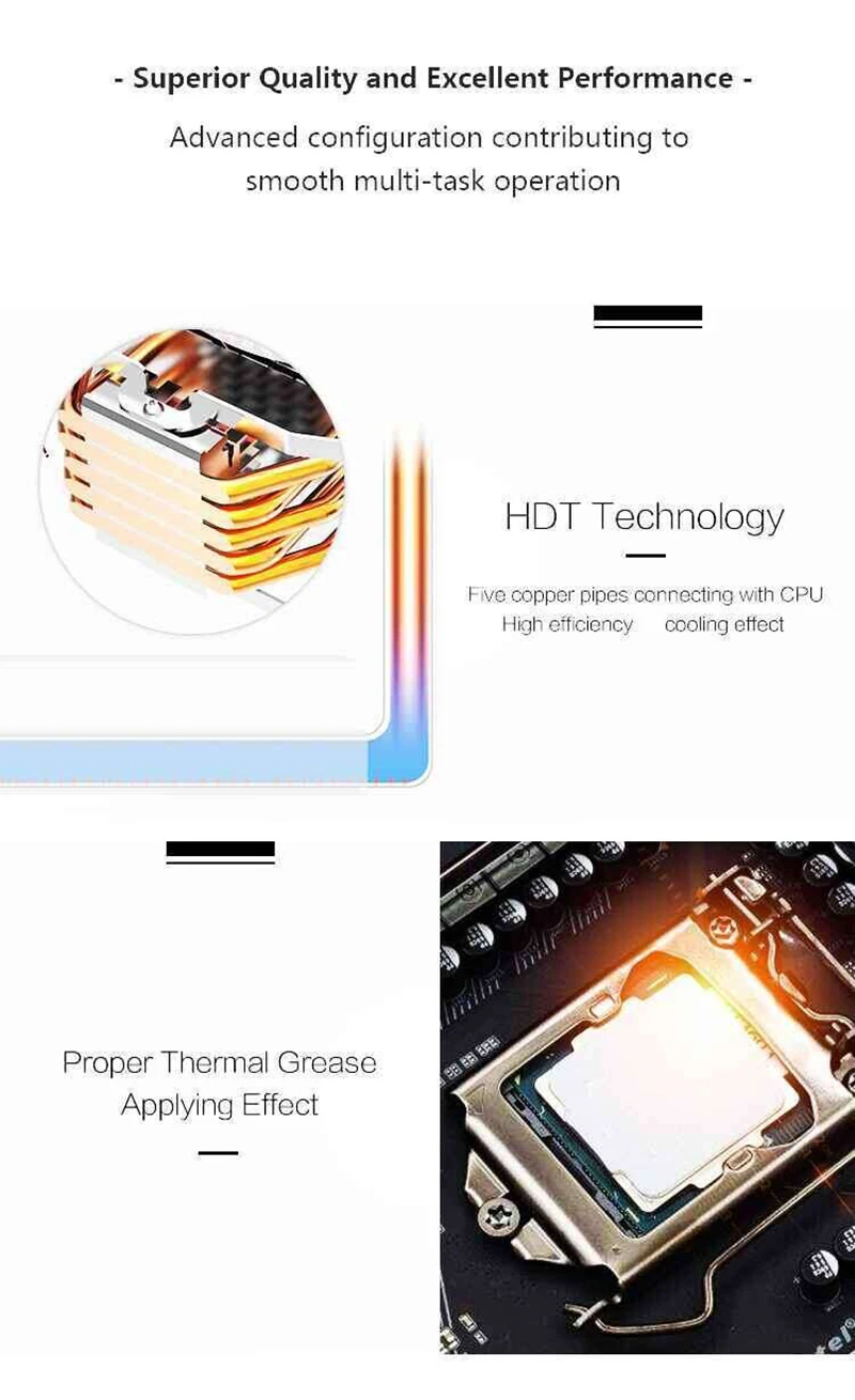 darkFlash Aigo 5 Heatpipes CPU cooler for AMD Intel 775 1150 1151 1155 1156 CPU radiator 120mm CPU fan PC quiet Computer Cooling