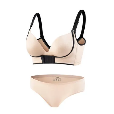 skin-bra set Jerrinut, сексуальные бюстгальтеры для женщин, супер пуш-ап бюстгальтер, нижнее белье, женское нижнее белье, бюстгальтер, маленькая грудь, становится большой грудью, бесшовный бюстгальтер без косточек - Цвет: skin-bra set