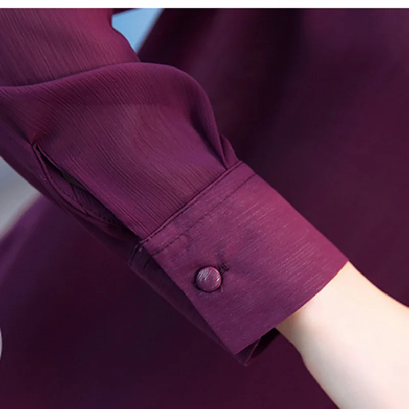 

2019 Spring Autumn Womens Tops and Blouses Chiffon Blouse Ladies Shirts Long Sleeve Blouse Bow Neck Clothing Blusas Feminina