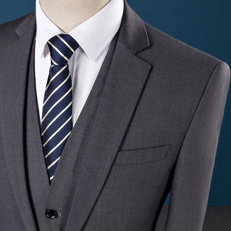 Желанная пора Для Мужчин серый Бизнес костюм черный Slim Fit 4XL 5XL Homme комплект из 3