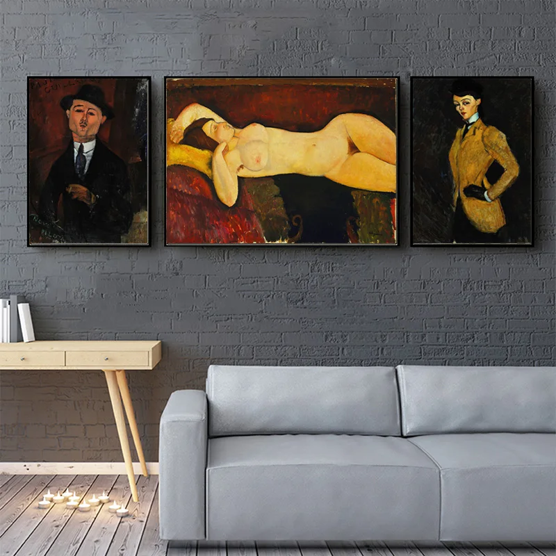 Художественная зона Modigliani настенная живопись Европейский стиль обнаженная женская картина маслом домашний арт настенный Холст Плакат Картина декор живопись