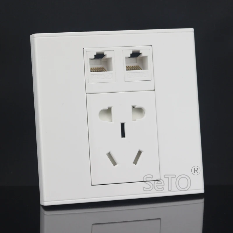 SeTo 86 Тип Двойной RJ45 Cat5e сеть Lan + пять отверстий розетка настенная пластина Keystone