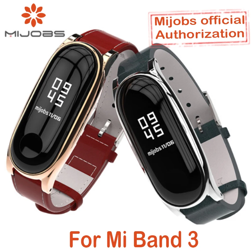 Для Xiaomi Mi Band 3 ремешок из натуральной кожи металлическая рамка для MiBand Смарт