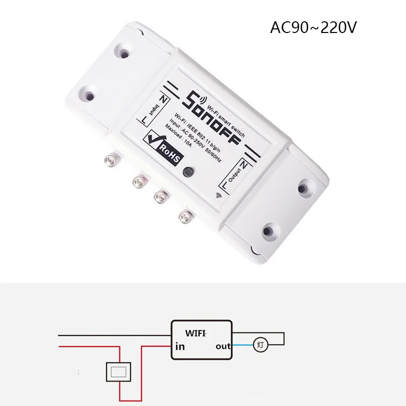 Интеллектуальный переключатель Wi-Fi от сети переменного тока 90-220V универсальный