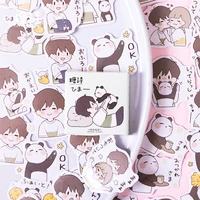 45 pcslot boy and panda paper sticker decorative diary scrapbook planner stickers kawaii stationery school supplies papeleria