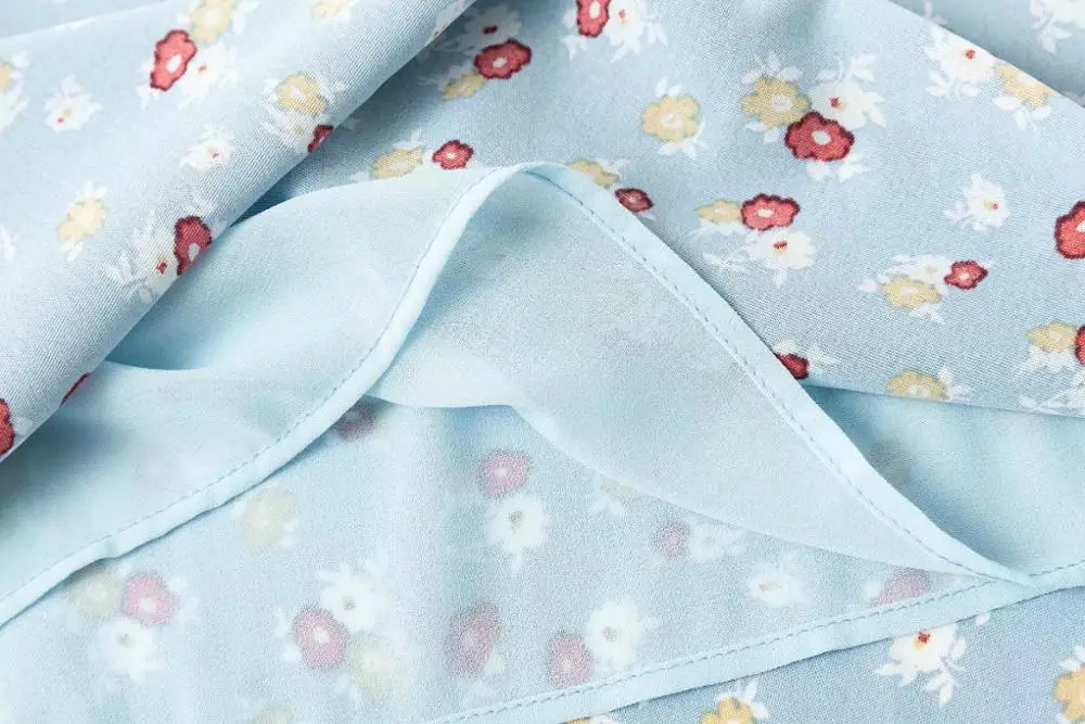 Шикарное женское платье миди Bazaleas с разрезом и голубым цветочным принтом