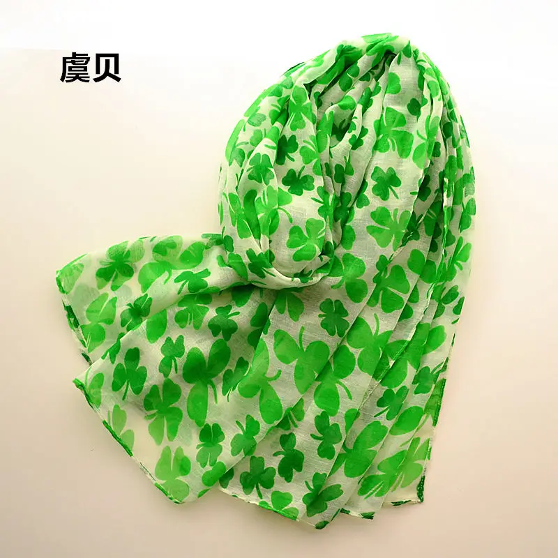 Lucky green clover весенние шарфы осень-зима женская летняя Защита от солнца на пляже тонкий шарф-шаль пашмины обертывание платок-хиджаб echarpe