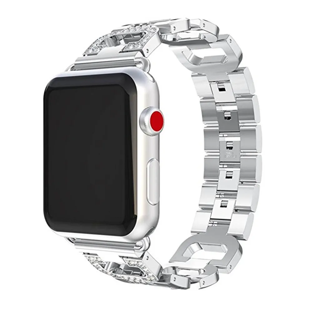 Ремешок со стразами для Apple Watch Band Series SE/6/5/4/3/2 элегантный металлический браслет