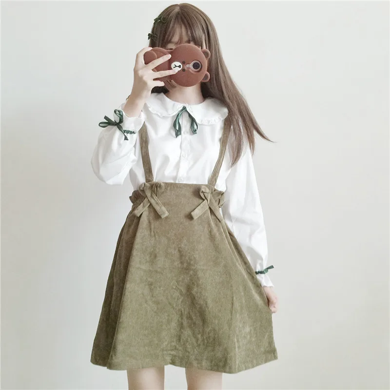 Adomoe японская женская винтажная юбка на подтяжках Amy Green Kawaii плиссированная мини с