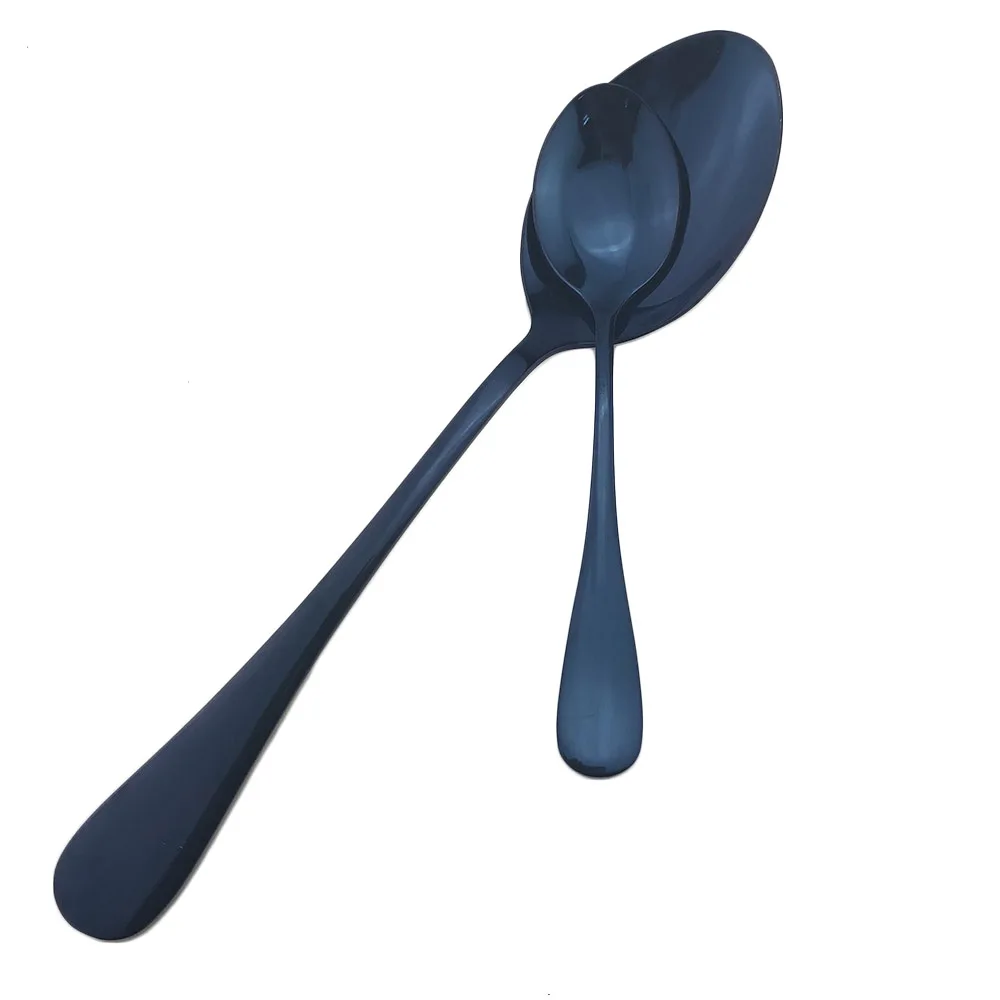 Набор металлических столовых приборов из нержавеющей стали 18/10 синего цвета | Дом