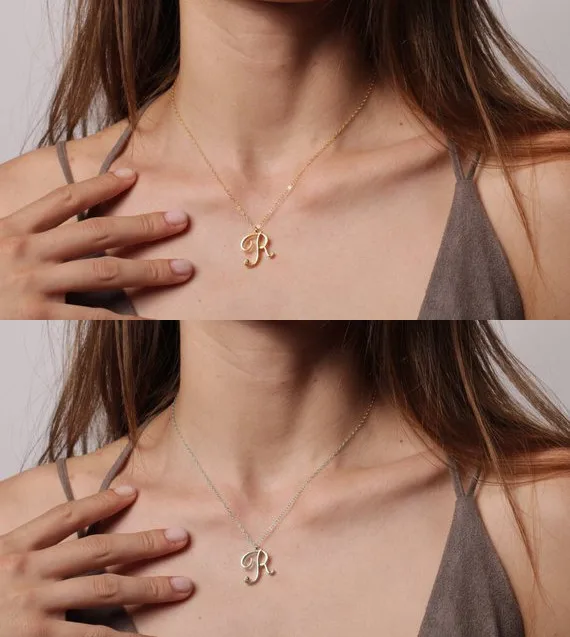 Cursive Script Initial N письмо ожерелье Монограмма буква имя для личных подарков ювелирные