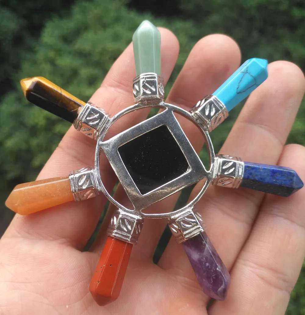 1 шт. Природные драгоценного камня 7 ЧАКРА КУЛОН рейки маятник подвески Исцеление
