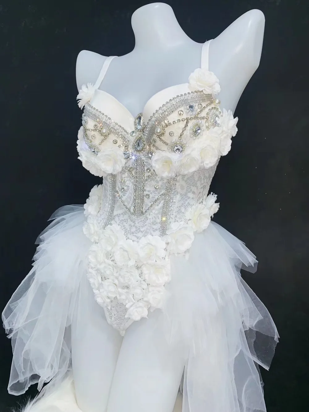 Женский Электронный светильник цевальный костюм для ночного клуба с белыми