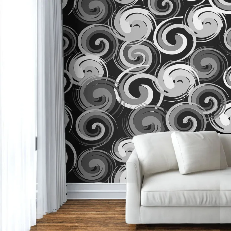 Фото обои индивидуальность черный белый Спираль фон Стена ресторан спальня