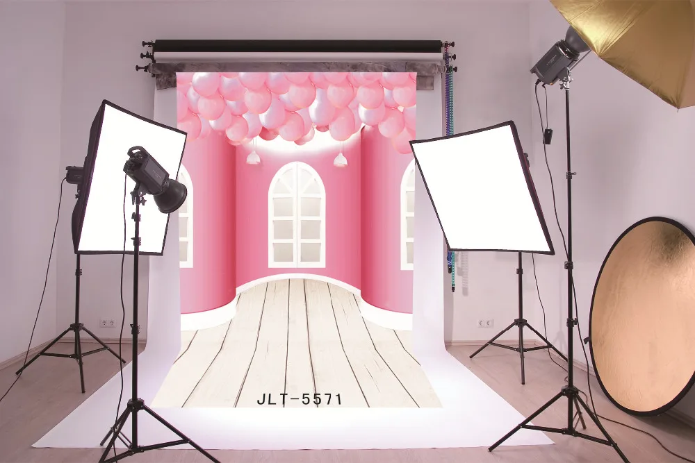 

Pink Room Balloons Background for Photos Computer Printed Vinyl Photography Backdrop Photocall for Weddings Children