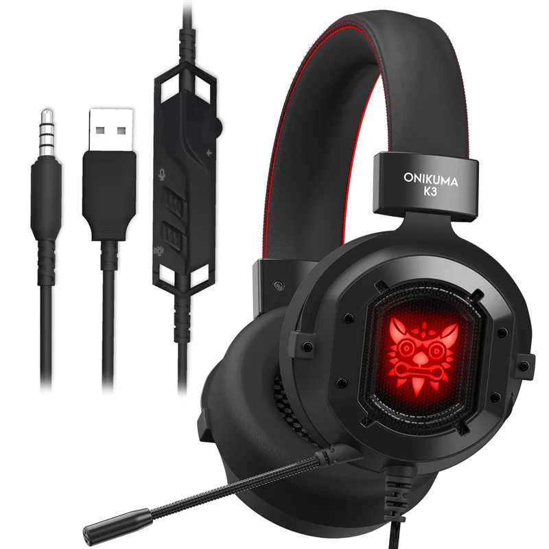 ONIKUMA K3 шлем PS4 игровая гарнитура PC Gamer С глубоким басом наушники с микрофоном для Mac