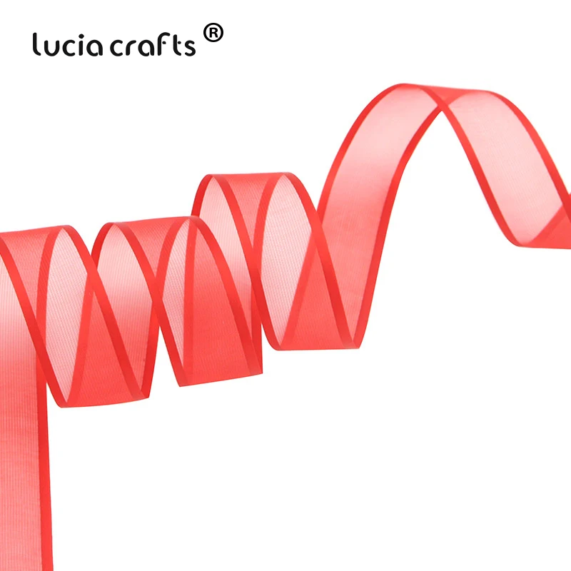 C10 Red Lucia crafts 10 ярдов/10/15/25 мм ленты из органзы, украшение для свадьбы, дома Декор DIY Швейные подарочная упаковка ручной работы аксессуары P0431 - Цвет: C10 Red