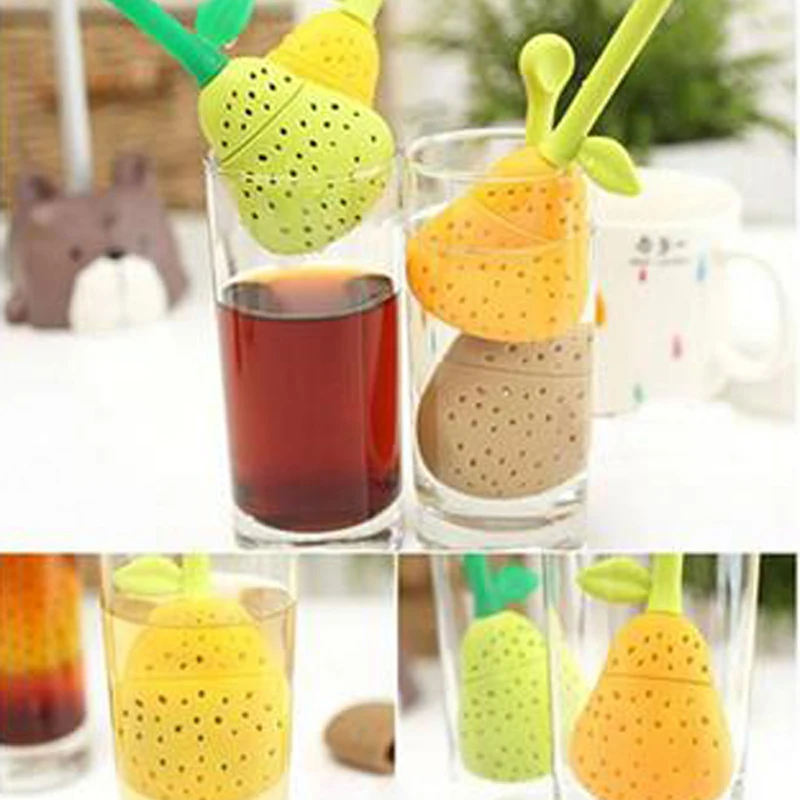 1 шт. милый силиконовая груша Дизайн Чай листьев Фильтр Травяные специи для