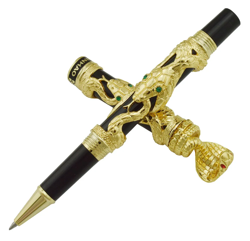 

Jinhao Змея винтажная шариковая ручка Золотая кобра 3D узор текстура рельефная скульптура технология благородная коллекция подарочная ручка
