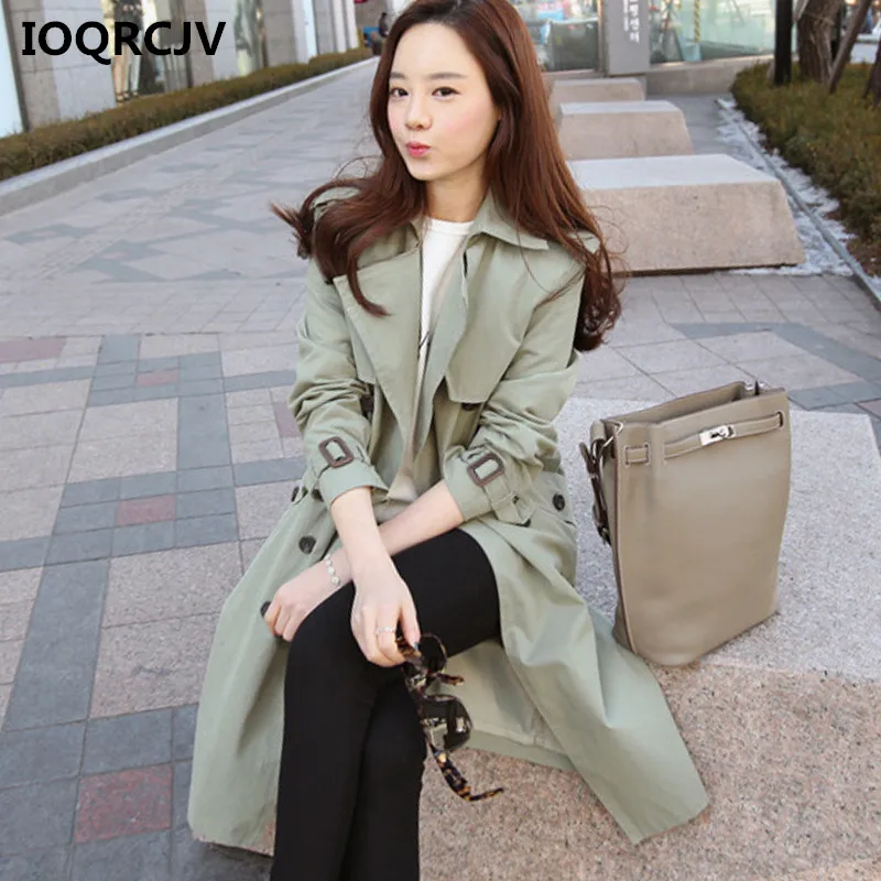 

New Trench Coat for Women 2019 Spring Autumn Casual Slim Double Breasted Female Windbreaker Long Women's With Belt Overcoat R318