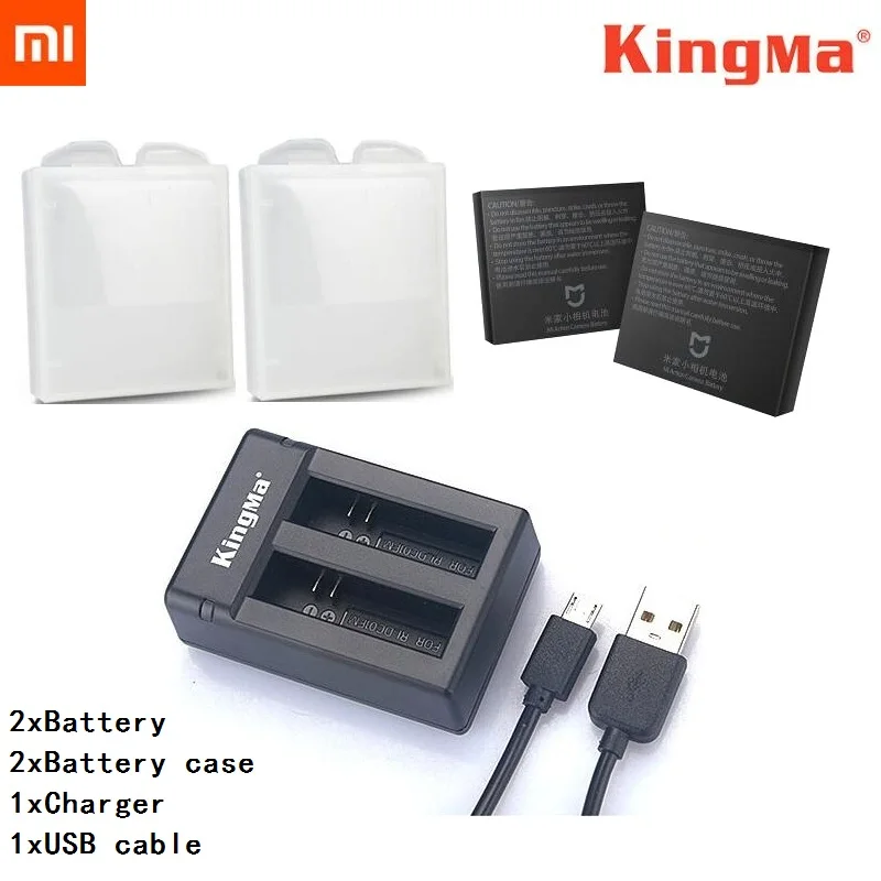 C set Mijia аккумулятор KingMa двойной батареи зарядное устройство/зарядный чехол для Xiaomi Mijia 4K мини Экшн камеры аксессуары - Цвет: C set