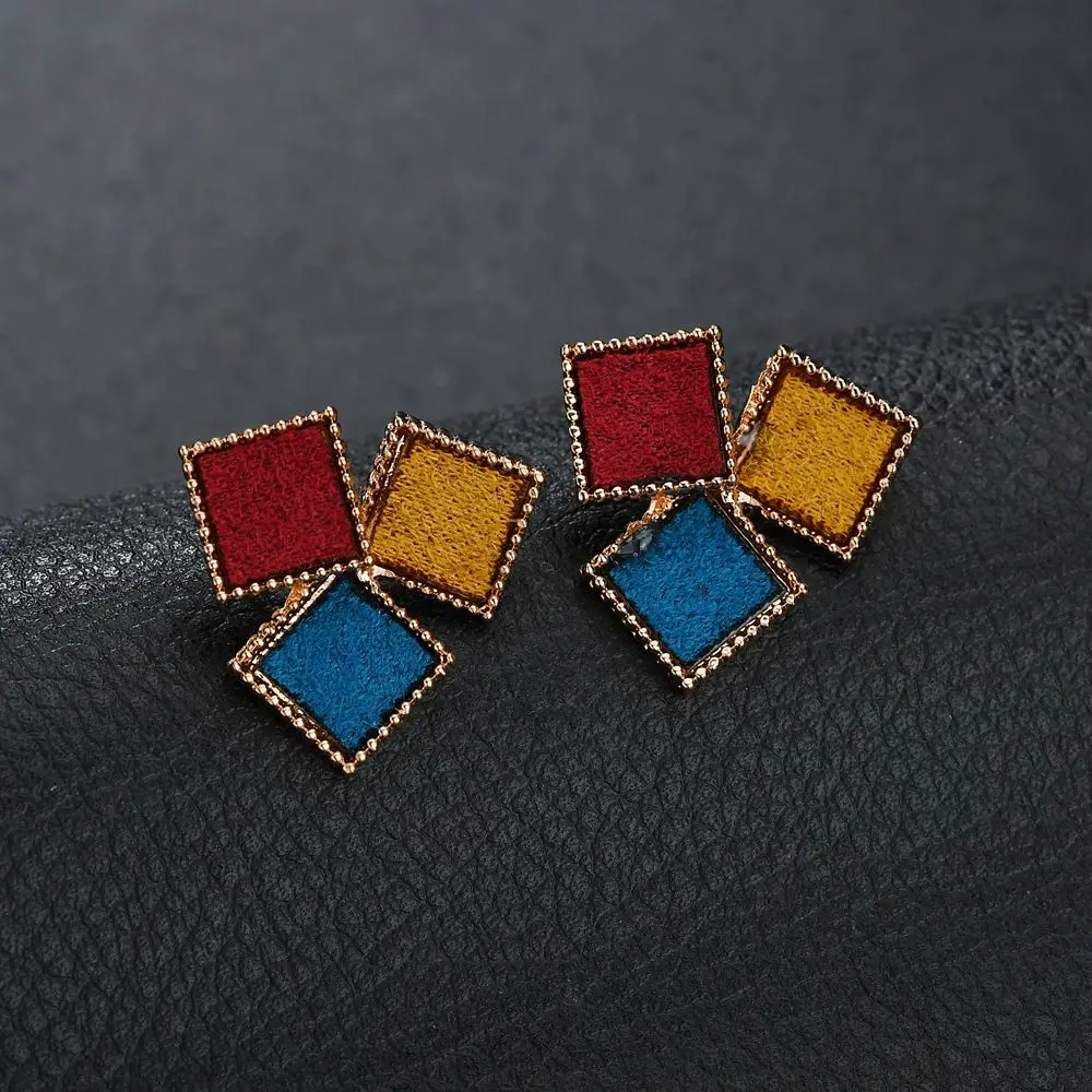 MissCyCy 2018 New Round Geometry Earrings for Women Colorful Rhinestone Stud Korean Fashion Jewelry | Украшения и аксессуары